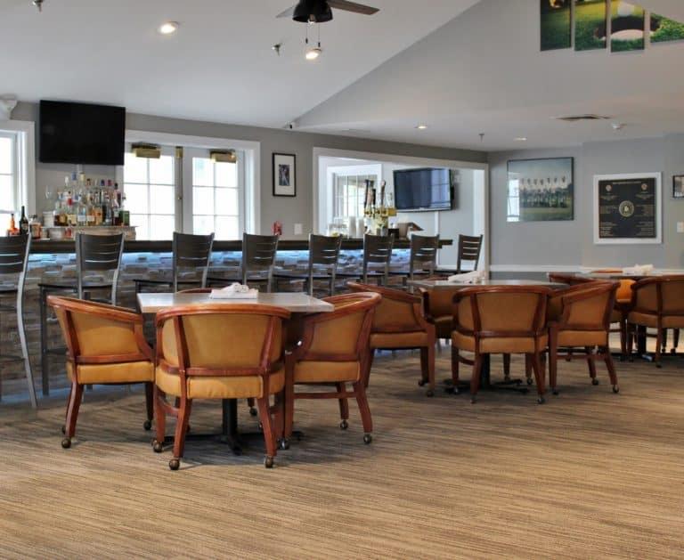 renovated bar with new seating tables